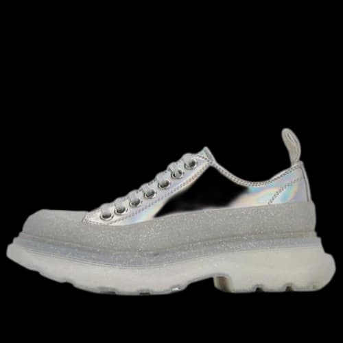Alexander McQueen Tread Slick Iridescent Sparkle Translucent Sneaker 'Silver Grey' (Women's)