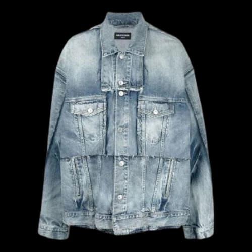 Balenciaga Oversized Cut-Up Ring Denim Jacket 'Blue'