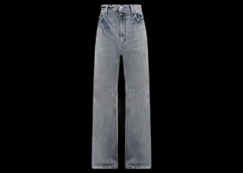 Balenciaga Back Logo Patch Cotton Jeans Blue