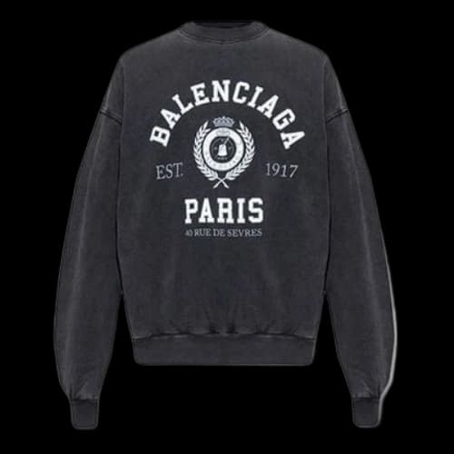 Balenciaga Est. 1917 College Logo Print Crewneck Sweatshirt 'Washed Black'