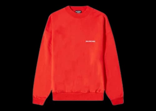 Balenciaga Back Logo Oversized Crewneck Bright Red/White