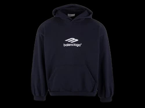 Balenciaga Women's 3B Sport Embroidered Hoodie Navy Blue