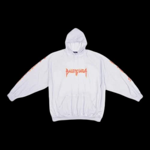 Balenciaga Metallica Hoodie Oversized Fit 'Dirty White Orange'