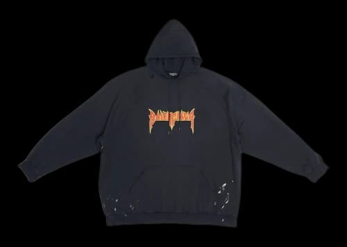 Balenciaga Metal Vintage Oversized Medium Fleece Hoodie Black/Orange