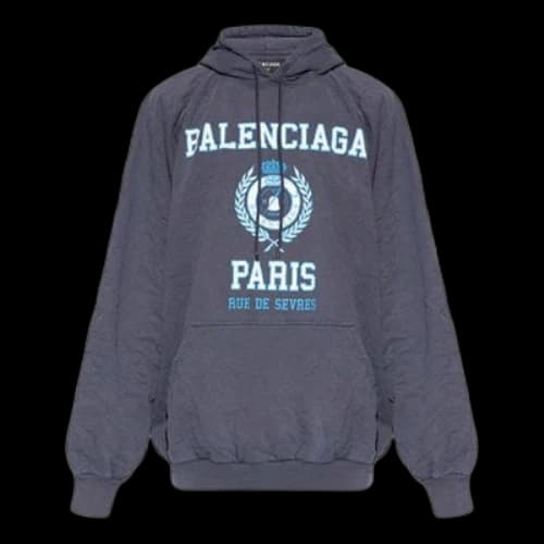 Balenciaga Est. 1917 College Logo Print Hoodie 'Navy'