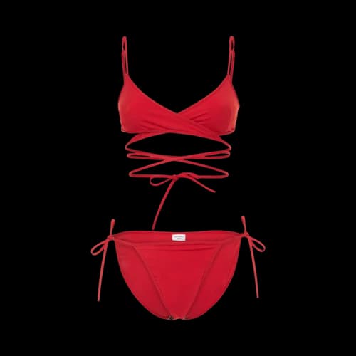 Balenciaga Women's Wrap-Around Bikini Set Red