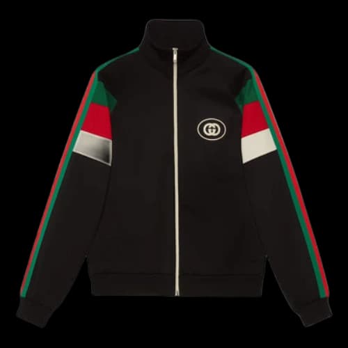 Gucci FW22 Neoprene zip jacket with Web 'Black'