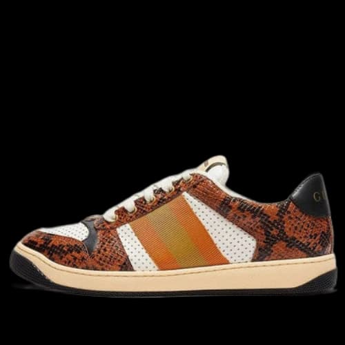 Gucci Screener Python-embossed Leather Sneakers 'Orange Black White'