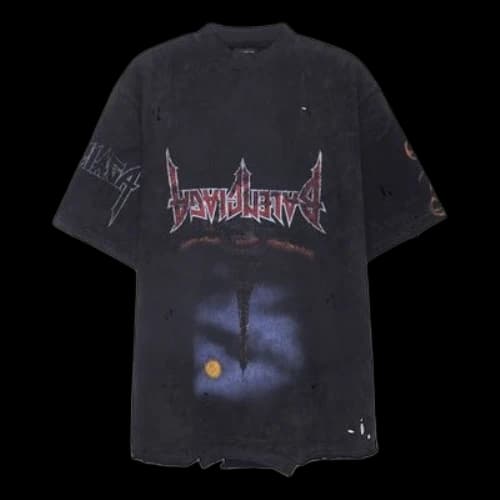 Balenciaga Paris Moon Upside Down T-Shirt Oversized 'Black Faded'