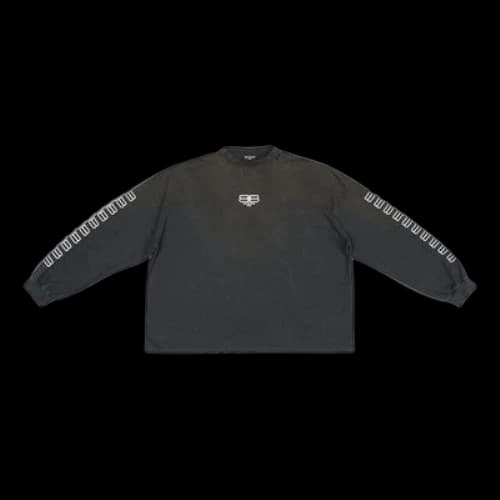 Balenciaga Embroidered BB Sleeve Crewneck Sweater 'Washed Black White'