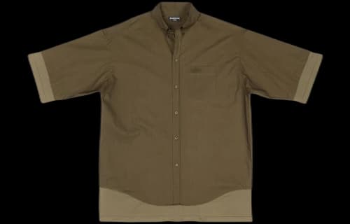 Balenciaga BB Icon Layered Short-sleeve Large Fit Shirt Dark Green