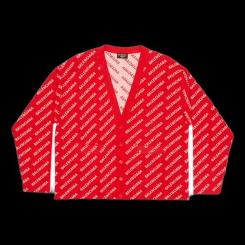 Balenciaga Mini Allover Logo Cardigan 'Red White'