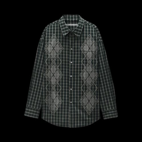 Alexander Wang Oversized Shirt W/ Argyle Hotfix 'Green/Navy'