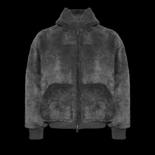 Alexander Wang Zip Up Shearling Hoodie 'Dark Grey Melange'