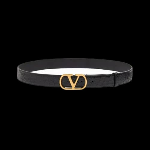 Valentino V Logo Signature Crocodile Belt 'Black'