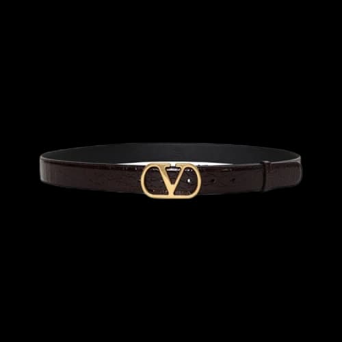 Valentino V Logo Signature Crocodile Belt 'Dark Aubergine'