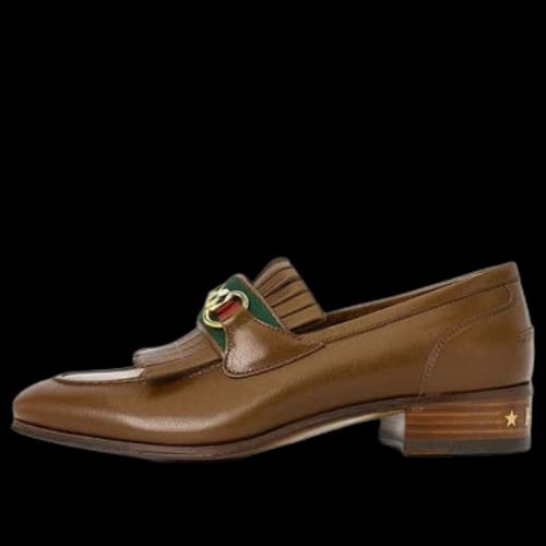 Gucci With Web And Interlocking G Loafer 'Brown' (Women's)
