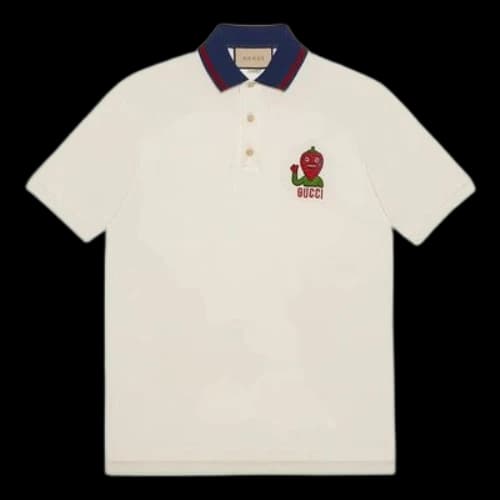 Gucci Embroidered Strawberry Gucci Wool Polo 'White'
