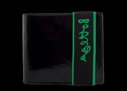 Bottega Veneta Elastic Band Bi-fold Wallet Black / Green