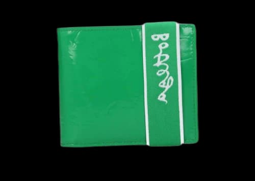 Bottega Veneta Elastic Band Bi-fold Wallet Green / White