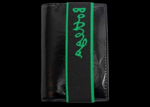 Bottega Veneta Elastic Band Bi-fold Card Case Black / Green
