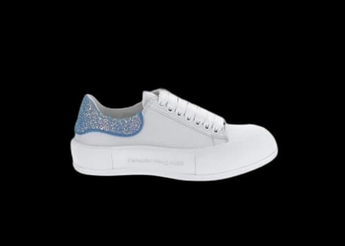 Alexander McQueen Deck Plimsol White Blue Glitter (Women's)