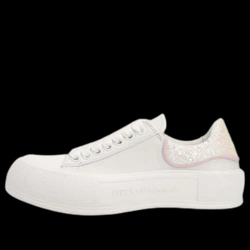 Alexander McQueen Deck Sneakers 'White Pink Glittered' (Women's)