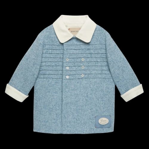 Gucci Kids Doubled Breasted Bib Collar Coat 'Blue'