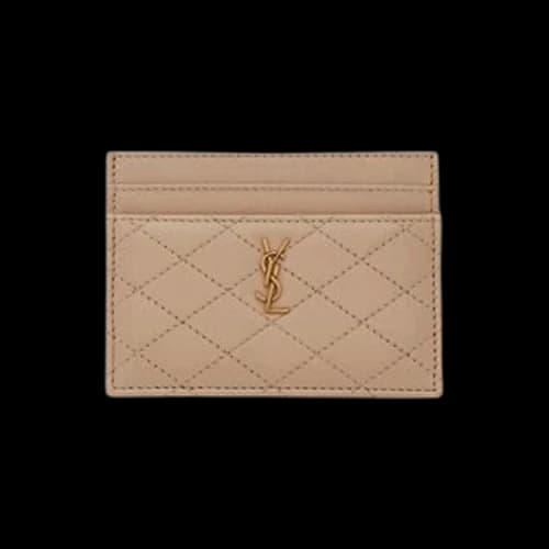 Saint Laurent Logo Plaque Quilted Wallet 'Dark Beige'