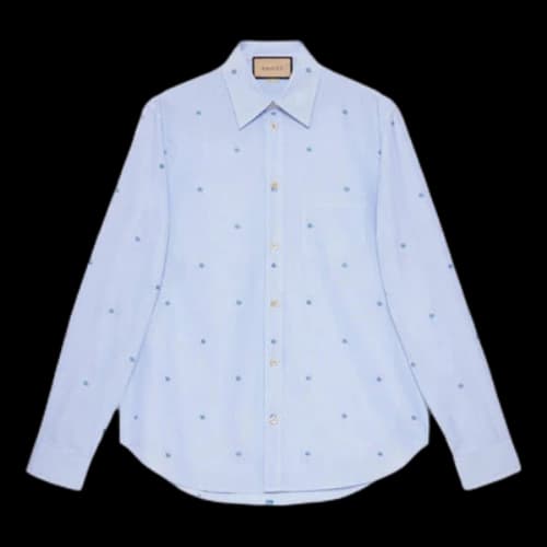 Gucci Striped Cotton Poplin Shirt 'Light Blue White'