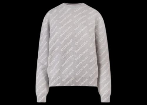 Balenciaga Women's All-Over Logo Motif Sweater Grey