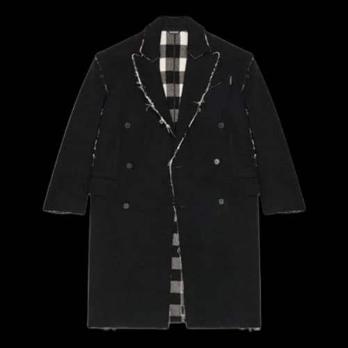 Balenciaga Raw Edge Buffalo Check Coat Oversized 'Black White'