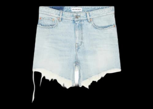 Balenciaga Women's Japanese Twill Cut-Up Mini Skirt Light Blue
