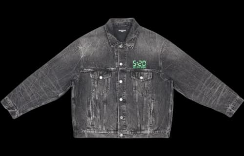 Balenciaga Large Fit Organic Japanese Denim Jacket Noir/Iceberg