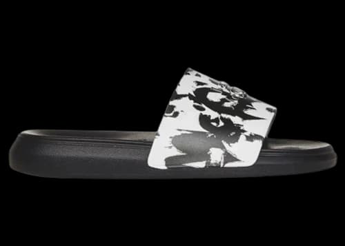 Alexander McQueen Graffiti Pool Slide Black White