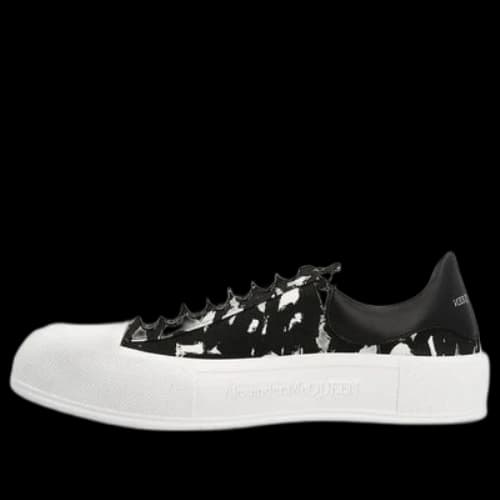 Alexander McQueen Graffiti Printed Low-Top Sneakers 'Black White'