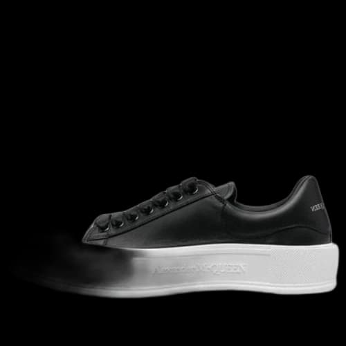Alexander McQueen Deck Lace Up Plimsoll Sneakers 'Black White'