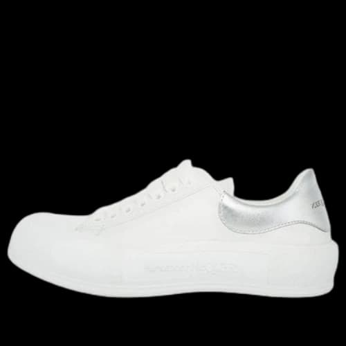 Alexander McQueen Deck Lace Up Plimsoll Sneakers 'White Silver'