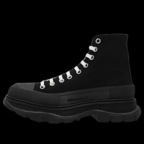 Alexander McQueen Tread Slick Canvas High Top Sneakers 'Black White'