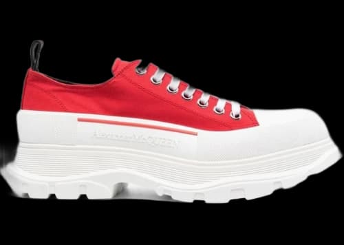 Alexander McQueen Tread Slick Low Lace Up Red White