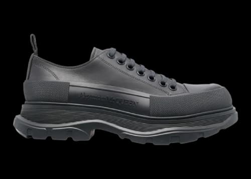 Alexander McQueen Tread Slick Low Lace Up Leather Grey Grey