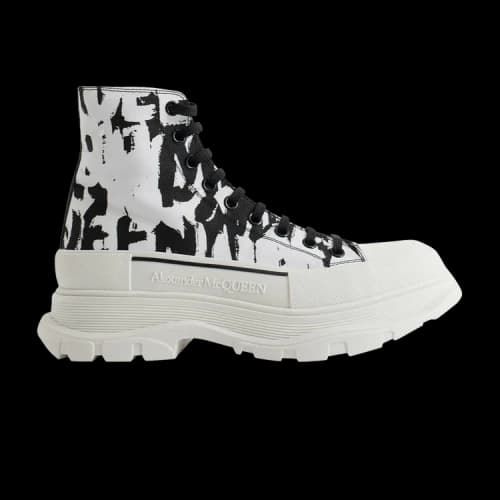 Alexander McQueen Tread Slick Boot 'Graffiti Logo - White Black'