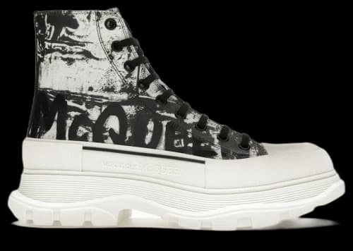 Alexander Mcqueen Graffiti Tread Slick Boot White Black