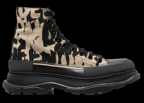 Alexander McQueen Graffiti Tread Slick Boot Beige Black