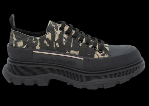 Alexander McQueen Graffiti Tread Slick Low Lace Up Beige Black