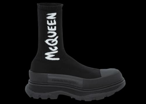 Alexander McQueen Graffiti Knit Tread Slick Boot Black