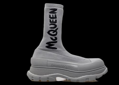Alexander McQueen Graffiti Knit Tread Slick Boot Grey