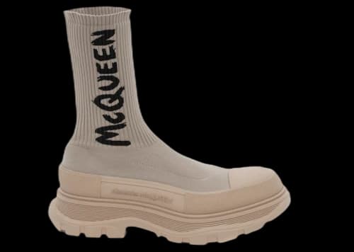 Alexander McQueen Graffiti Knit Tread Slick Boot Beige