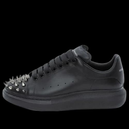 Alexander McQueen Leather Spike Larry Sneakers 'Black'