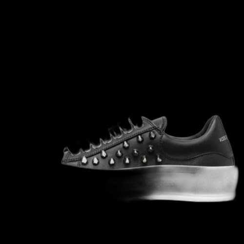 Alexander McQueen Deck Spike-Stud Lace-Up Sneakers 'Black White Silver'